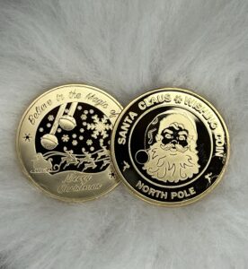 Golden Santa wishing coin