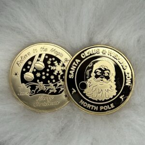 Golden Santa wishing coin